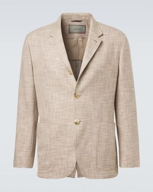 Canali Cotton, Wool, And Silk Blazer - Natural