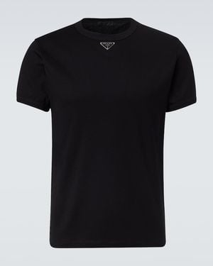 Prada T-Shirt Aus Baumwoll-Jersey - Schwarz