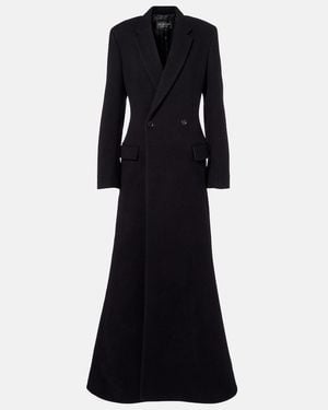 Balenciaga Double-Breasted Wool Coat - Black
