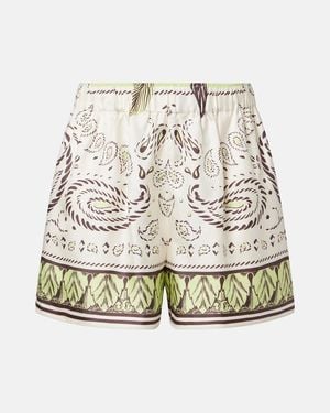 Tory Burch Printed Silk Shorts - Natural