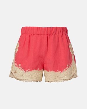 Valentino Embroidered Linen Shorts