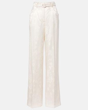 Gabriela Hearst Norman Embroidered Silk Wide-Leg Pants - White