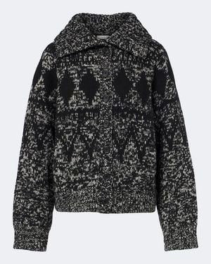Vince Cardigan Fair Isle En Mezcla De Lana - Negro