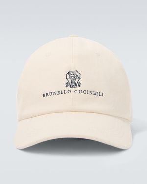 Brunello Cucinelli Logo Canvas Baseball Cap - Natural