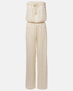 Melissa Odabash Semi-Sheer Lame Jumpsuit - Natural
