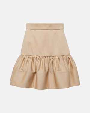 Patou Ruffled Cotton Gabardine Miniskirt - Natural