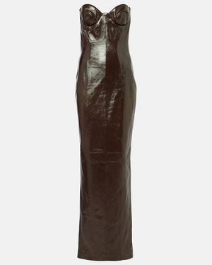 The New Arrivals Ilkyaz Ozel Rochelle Leather Bustier Gown - Brown