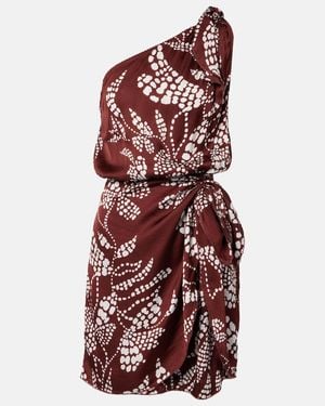 Poupette Celie Printed One-Shoulder Minidress - Red
