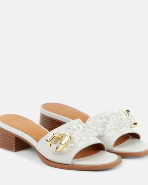 See By Chloé Embellished Leather Mules - Brown