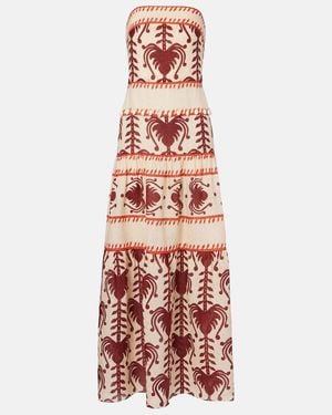 Johanna Ortiz Printed Linen Maxi Dress - Red