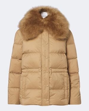 Yves Salomon Shearling-Trimmed Down Jacket - Brown