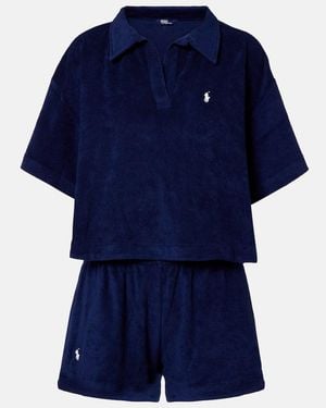 Polo Ralph Lauren Set Of Cotton Polo Shirt And Bermuda Shorts - Blue