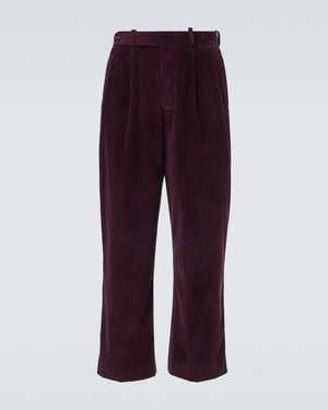 Bode Mcnab Cotton Corduroy Wide-Leg Pants - Red
