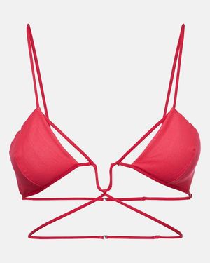 Nensi Dojaka Tie-trimmed Gabardine Bra - Red