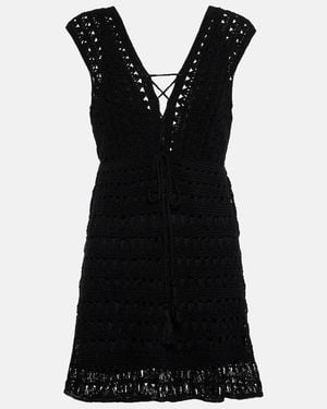 Anna Kosturova Jennifer Crochet Cotton Minidress - Black