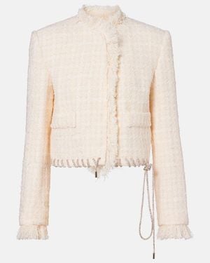 Area Embellished Tweed Jacket - Natural