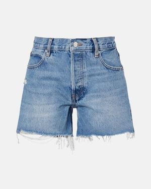 FRAME The Long Hang Denim Shorts - Blue