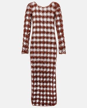 Anna Kosturova Crochet Cotton Beach Dress - Brown