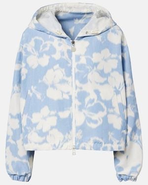 Moncler Noisetier Floral Hooded Jacket - Blue