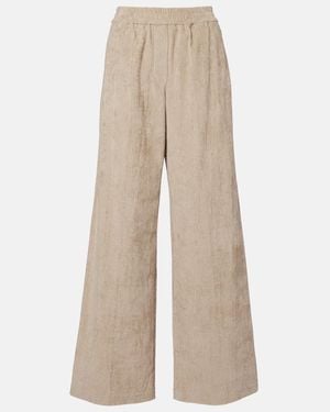 Brunello Cucinelli High-Rise Cotton Corduroy Wide-Leg Trousers - Natural