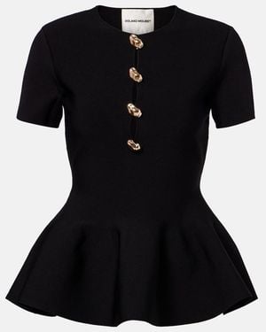 Roland Mouret Embellished Peplum Top - Black