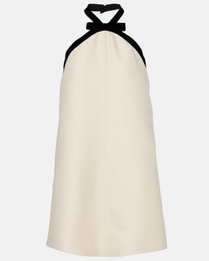 Tom Ford Bow-Detail Wool And Silk Crepe Minidress - Natural