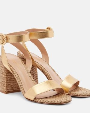 Gianvito Rossi Luana 85 Metallic Leather Sandals - Natural