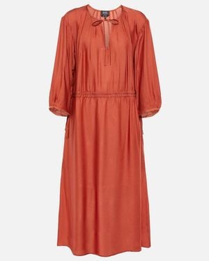A.P.C. Eve Pleated Jersey Midi Dress - Red