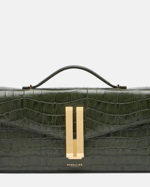 DeMellier Vancouver Croc-Effect Leather Clutch - Black