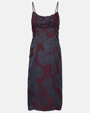Dries Van Noten Floral Jacquard Midi Dress - Blue
