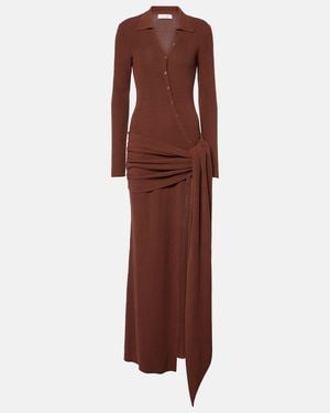 AYA MUSE Saros Draped Cotton-Blend Maxi Dress - Brown