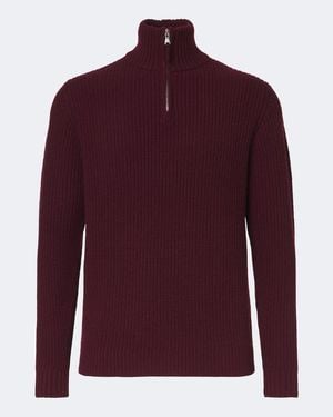 Allude Wool And Cashmere Half-Zip Jumper - Red