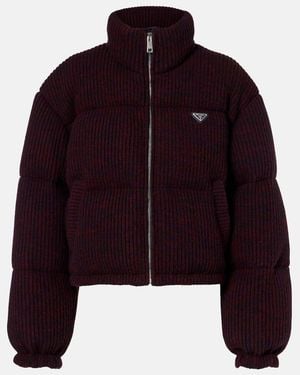 Prada Cropped Wool And Cashmere Down Jacket - Purple