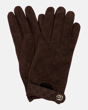 Gucci Handschuhe Gg Aus Veloursleder - Braun