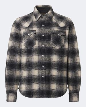 RRL Plaid Wool-Blend Flannel Shirt - Gray