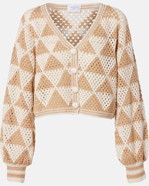 Anna Kosturova Maija Crochet Cropped Cotton Cardigan - Natural