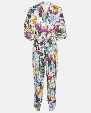 Stella McCartney Mono Floral Con Cuello En Pico - Azul