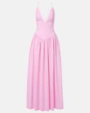Adriana Degreas Open-Back Cotton Maxi Dress - Pink