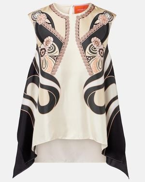 La DoubleJ San Carlo Printed Silk Twill Top - Natural