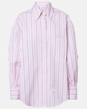 Thom Browne Striped Cotton Poplin Shirt - Purple