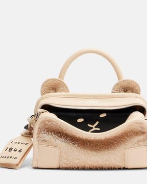 Loewe Tote Bag Amazona 180 Lion Fringed Cut Mini - Natur