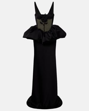 David Koma Embroidered Peplum Gown - Black
