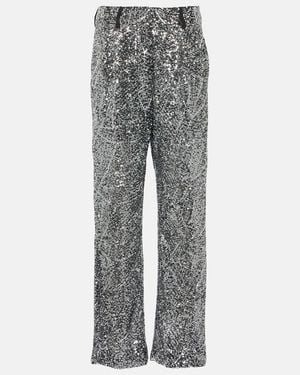 Blazé Milano Fox Sequined Straight Pants - Gray