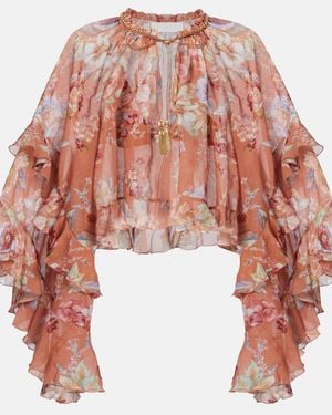 Zimmermann Awaken Floral Cotton And Silk Blouse - Red