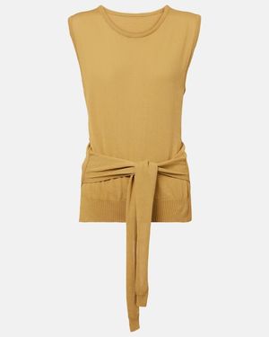 Lemaire Knitted Tie-Detail Cotton Top - Yellow