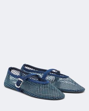 Alaïa Embellished Suede-Trimmed Mary Jane Flats - Blue