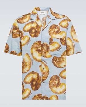 Nanushka Printed Cotton Bowling Shirt - Metallic