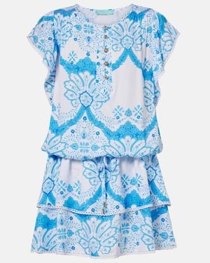Melissa Odabash Lenni Printed Tiered Minidress - Blue