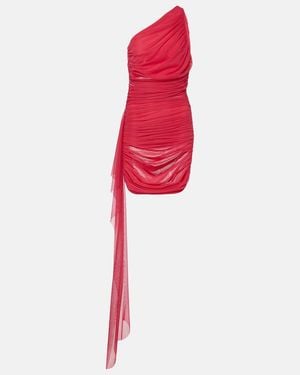 The Sei Drape-Detail Ruched Chiffon Minidress - Red