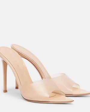 Gianvito Rossi Elle 105 Pvc And Patent Leather Mules - Natural
